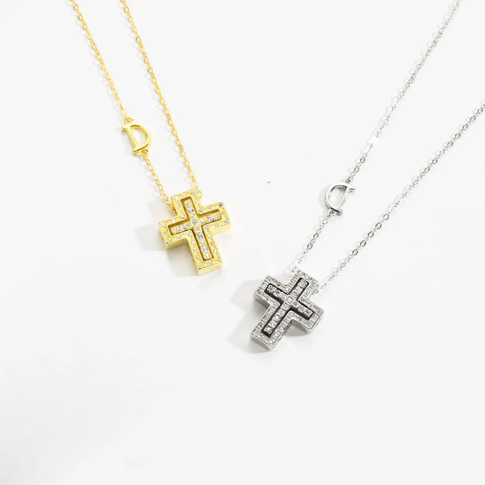 925 Sterling Silver Double Cross Pendant