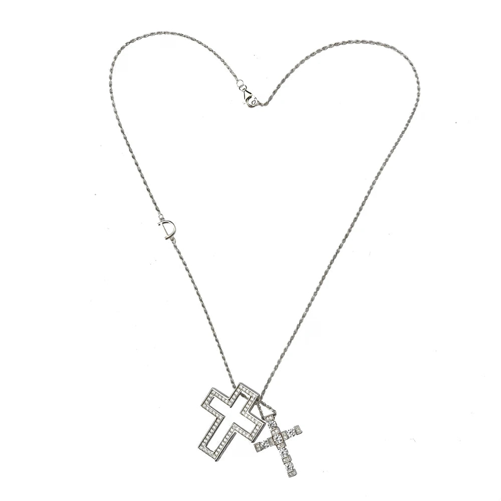 925 Sterling Silver Double Cross Pendant