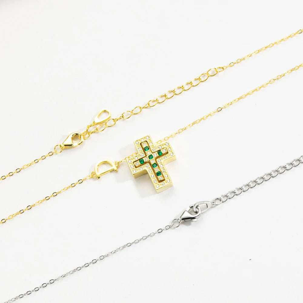 925 Sterling Silver Double Cross Pendant