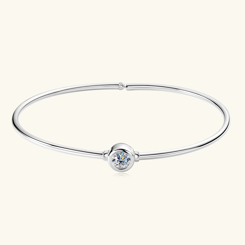 Moissanite Bangle Bracelet 18K Gold Plated 925 Sterling Silver
