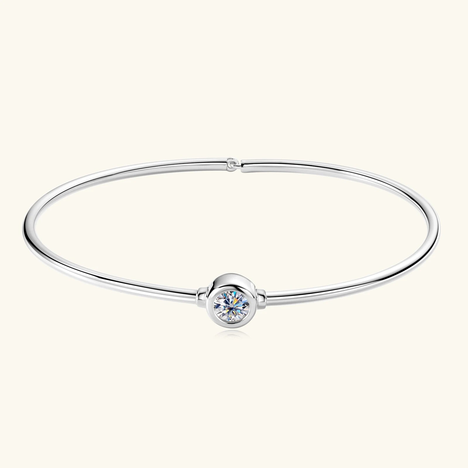Moissanite Bangle Bracelet 18K Gold Plated 925 Sterling Silver