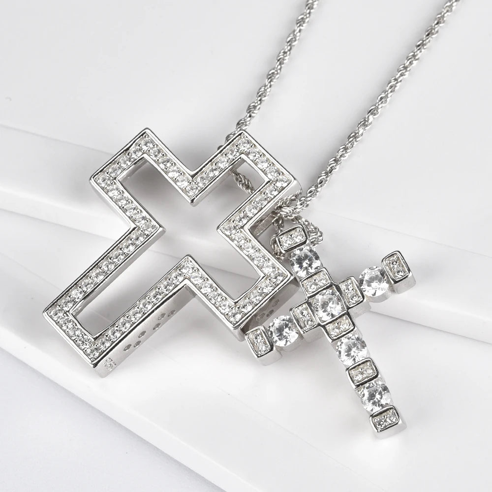 925 Sterling Silver Double Cross Pendant