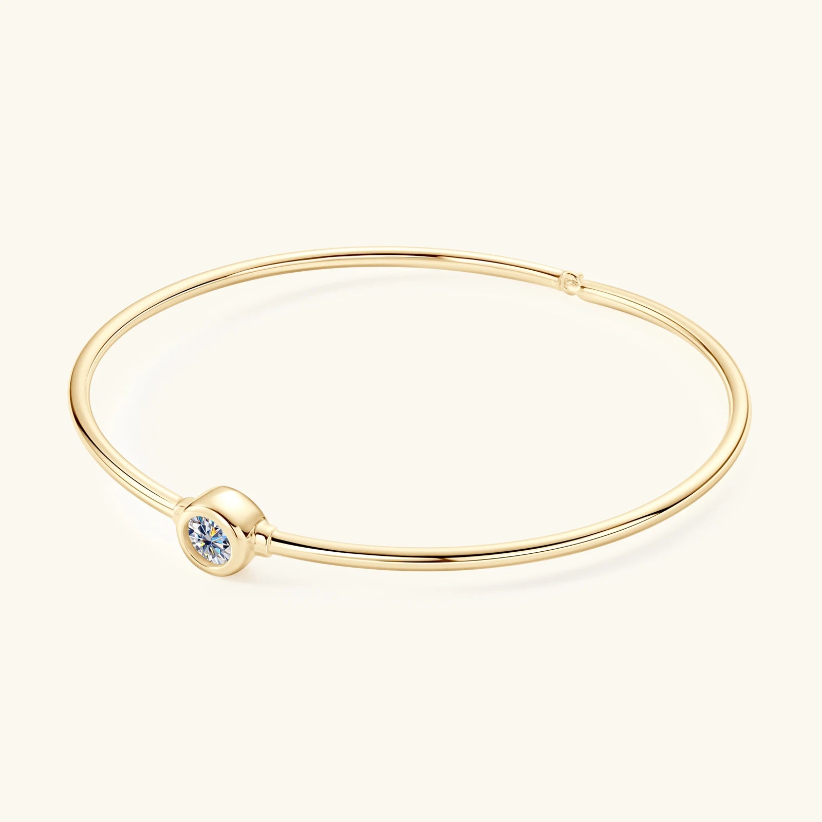 Moissanite Bangle Bracelet 18K Gold Plated 925 Sterling Silver